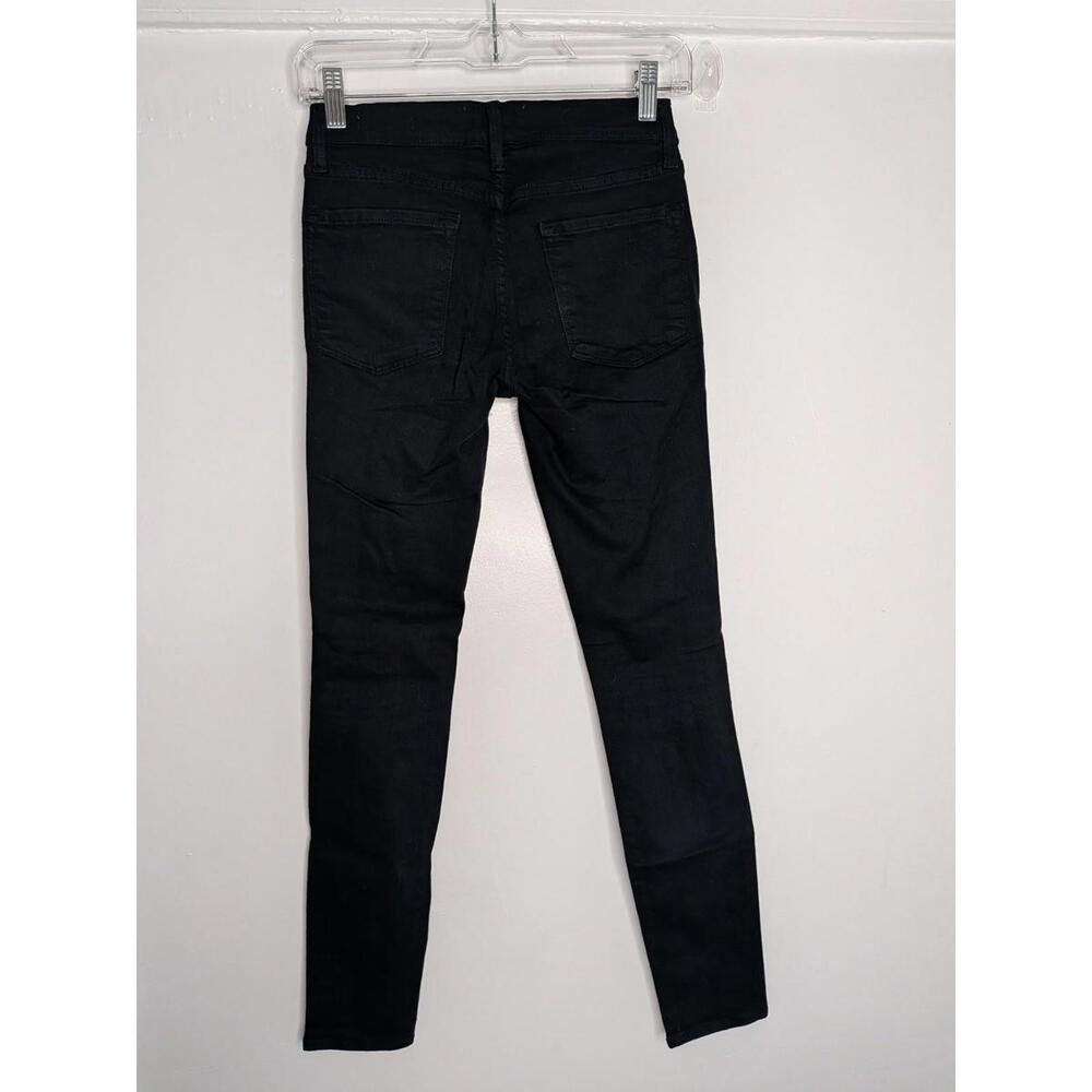 FRAME Le Skinny De Jeanne Jeans Womens 24 Black Mid Rise Skinny Distressed Denim